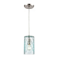 Elk Lighting Diamond Pleat 1-Lght Mini Pndnt Satin Nckl w/Lght Aqua Pattern Glss 21194/1